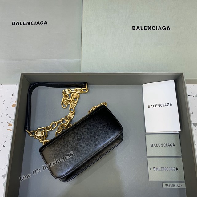 Balenciaga專櫃爆款小號牙籤紋黑肩背包 巴黎世家新款Gossip bag斜挎包 fyj1312